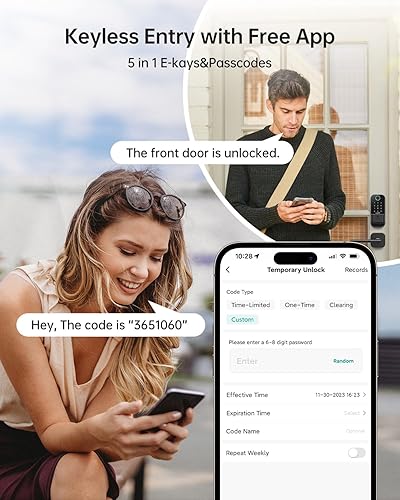 Miniatura 5 de Juego de manijas de cerradura de puerta de entrada sin llave WiFi cerradura inteligente UYF para puerta delantera, juego de manijas de puerta