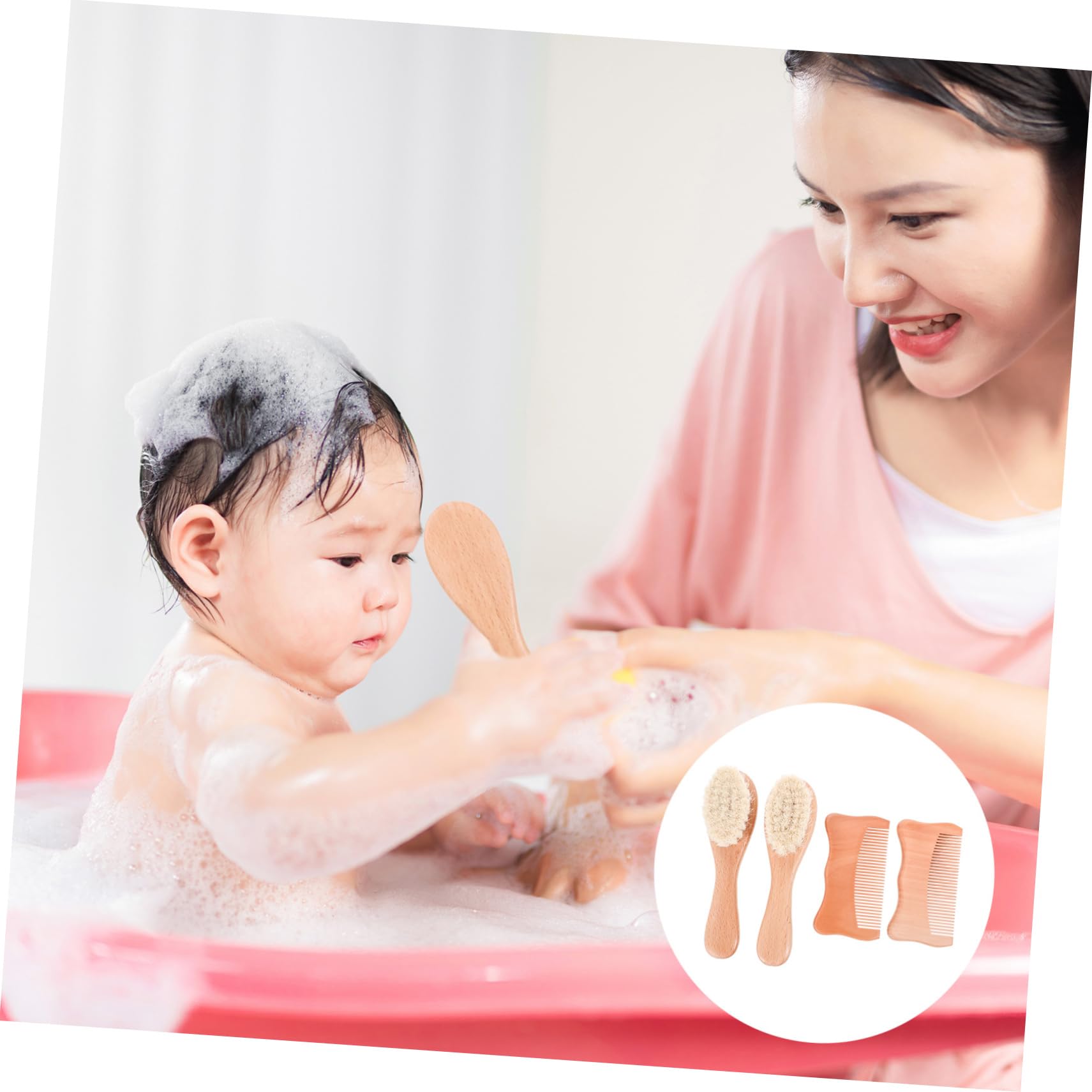 BESTonZON 2 Juegos De 4 Uds De Cepillos De Lana Peine De Madera Para Kit De Cuidado De La Cabeza Producto Para El Cuidado Del Cuero Cabelludo Pelo De Lana Para Niños