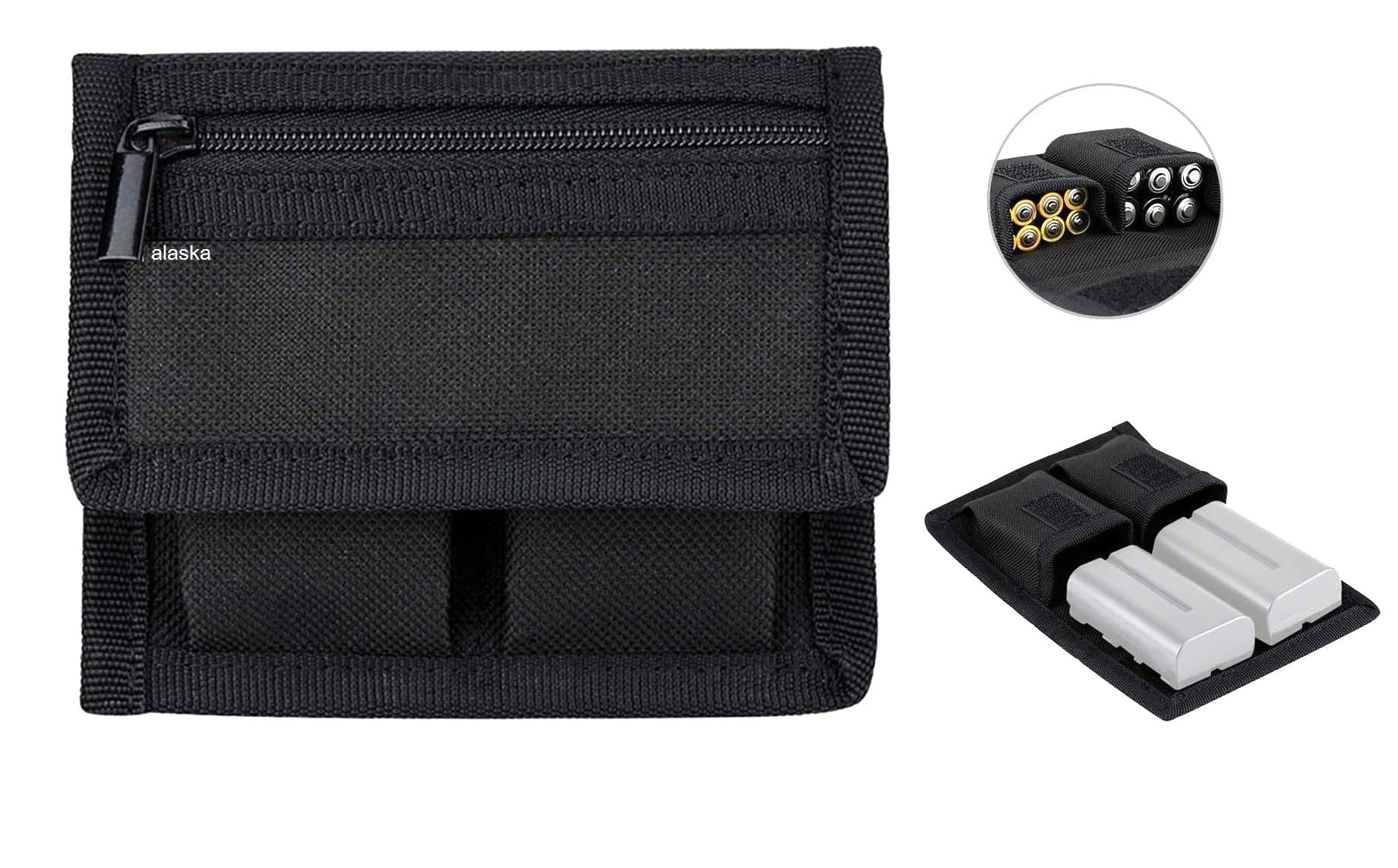 DSLR Camera Battery and Memory Card Holder Pouch (2+1 Slot), Camera SD CF XQD Card Storage Case for AA Battery and LP-E6 LP-E10 LP-E12 LP-E17 EN-EL14 EN-EL15 NP-FW50 NP-F550 NP-FZ100 Battery-image-37