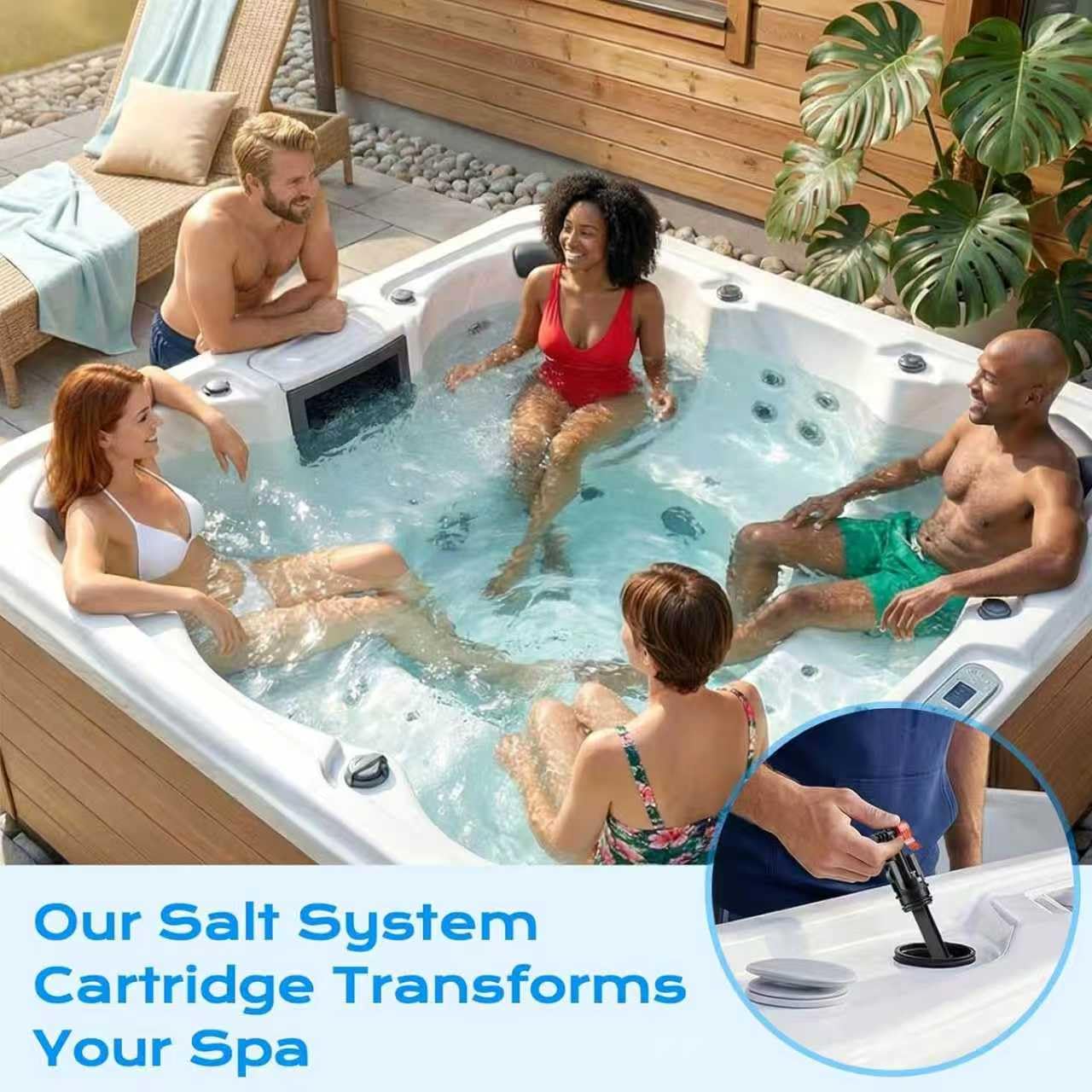 Lot de 3 cartouches de traitement de l'eau de rechange pour jacuzzi, installation facile, 4 mois, compatible avec les spas et piscines, filtration efficace de l'eau