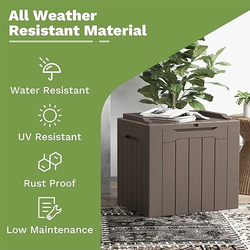 Vista 10 de Patiowell 30 Gallon Resin Deck Box, Outdoor Storage Box for Patio Furniture, Deliveries, Pool Supplies,Waterproof and Lockable, Grey