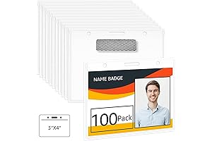 Amazon Basics Clear Magnetic Name Badge Holders - Set of 100
