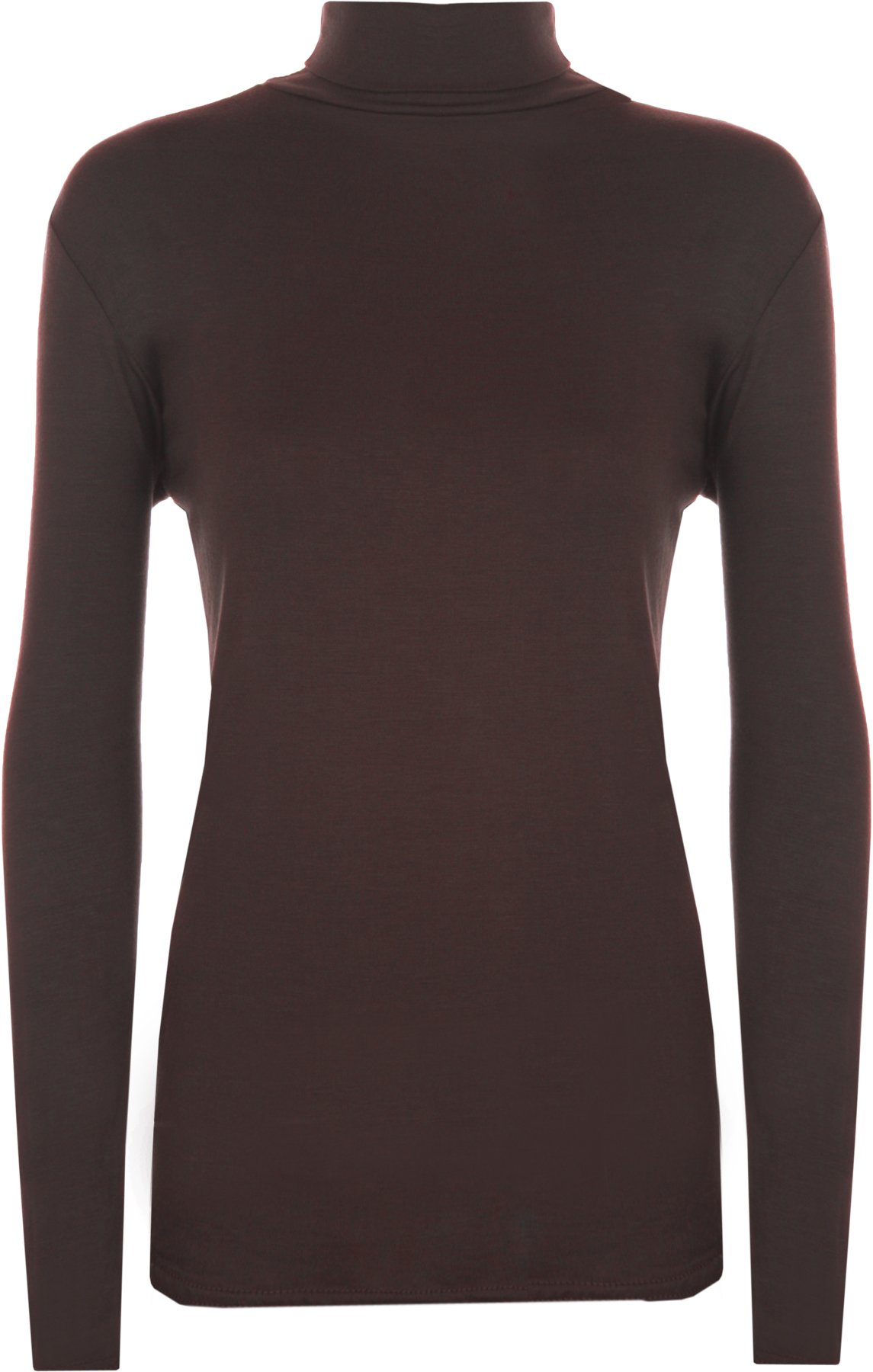 Wearall Women's Brown New Polo Neck Stretch Long Sleeve Plain Top Jumper 20-22