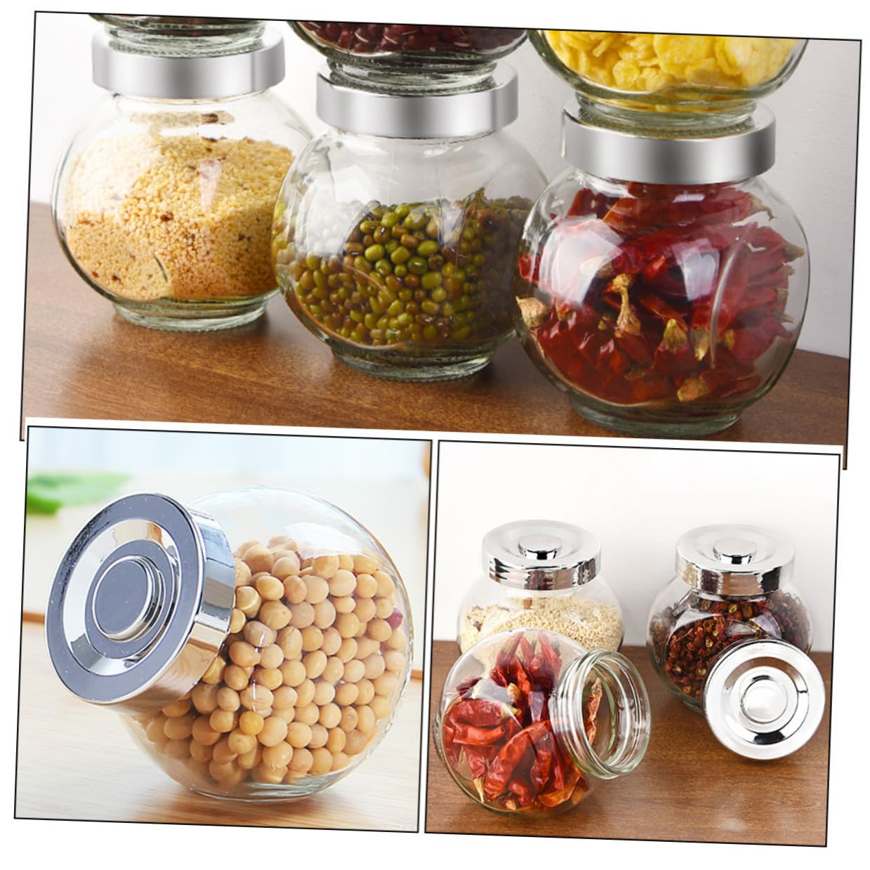 DOITOOL 8 Tarros de Cristal para Almacenar Alimentos y Cereales, Botes Organizadores de Cocina Tapa Hermética, Vidrio Transparente