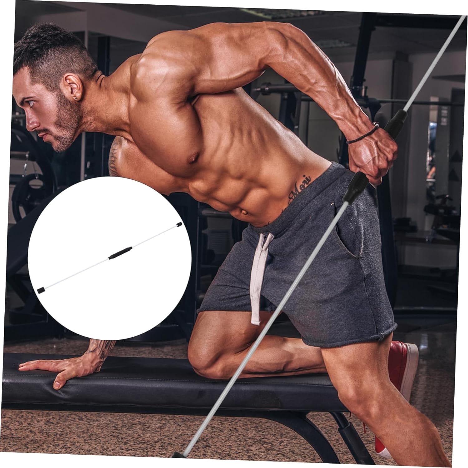 1Pc Elastic Fitness Stick Handheld Yoga Vibration Bar for Pilates and Home Workout for Resistance Training and Flexibility Exercises