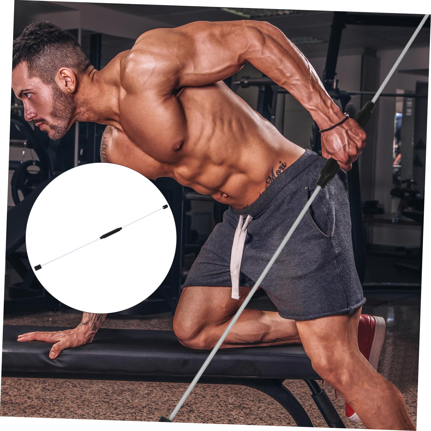 HANABASS 1Pc Elastic Exercise Bar for Yoga and Pilates Resistance Workout Bar for Body Fitness and Gymnastics Training for Home Use and Strength Building