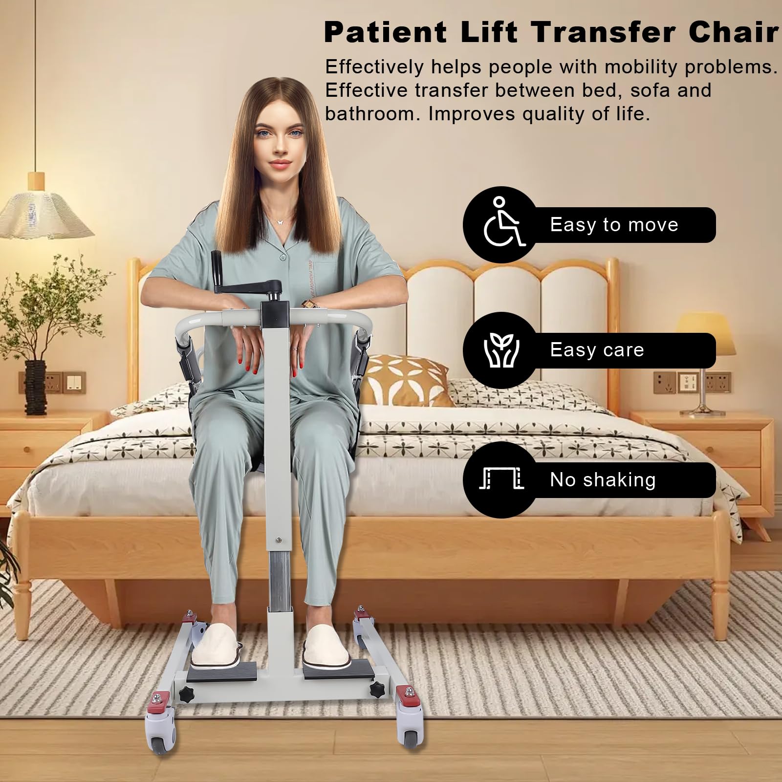 Patient Lift Transfer Chair Nopwer - Patient Elderly Handicap Lift Bathroom Car Wheelchair Portable Adjustable Seat Height