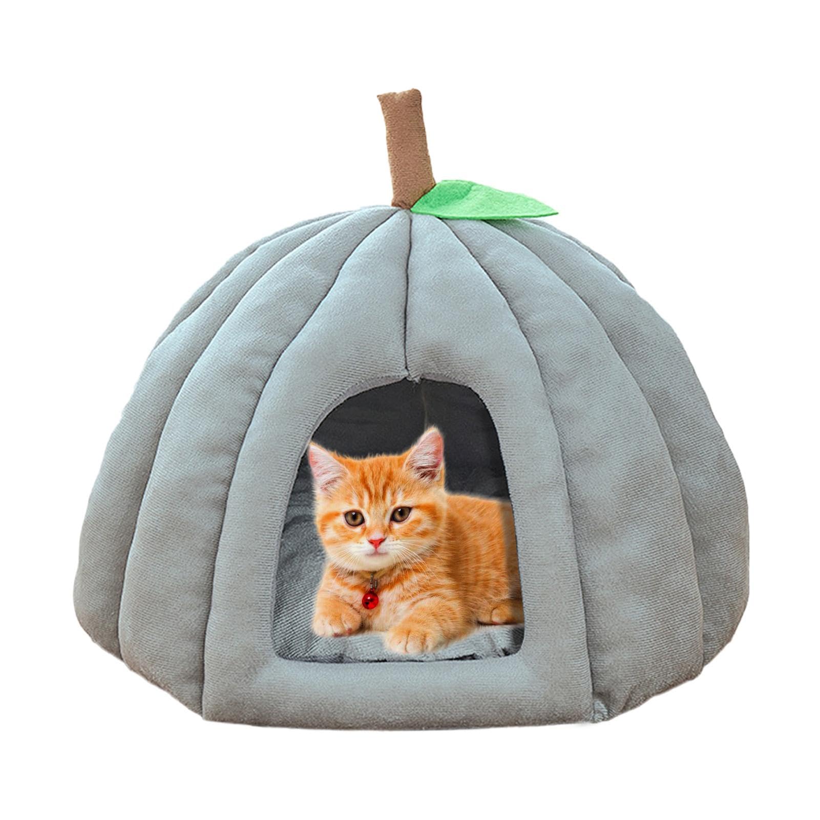 Amazon | 屋内猫用ベッド、かぼちゃ猫用ベッド - 猫の洞窟ベッド