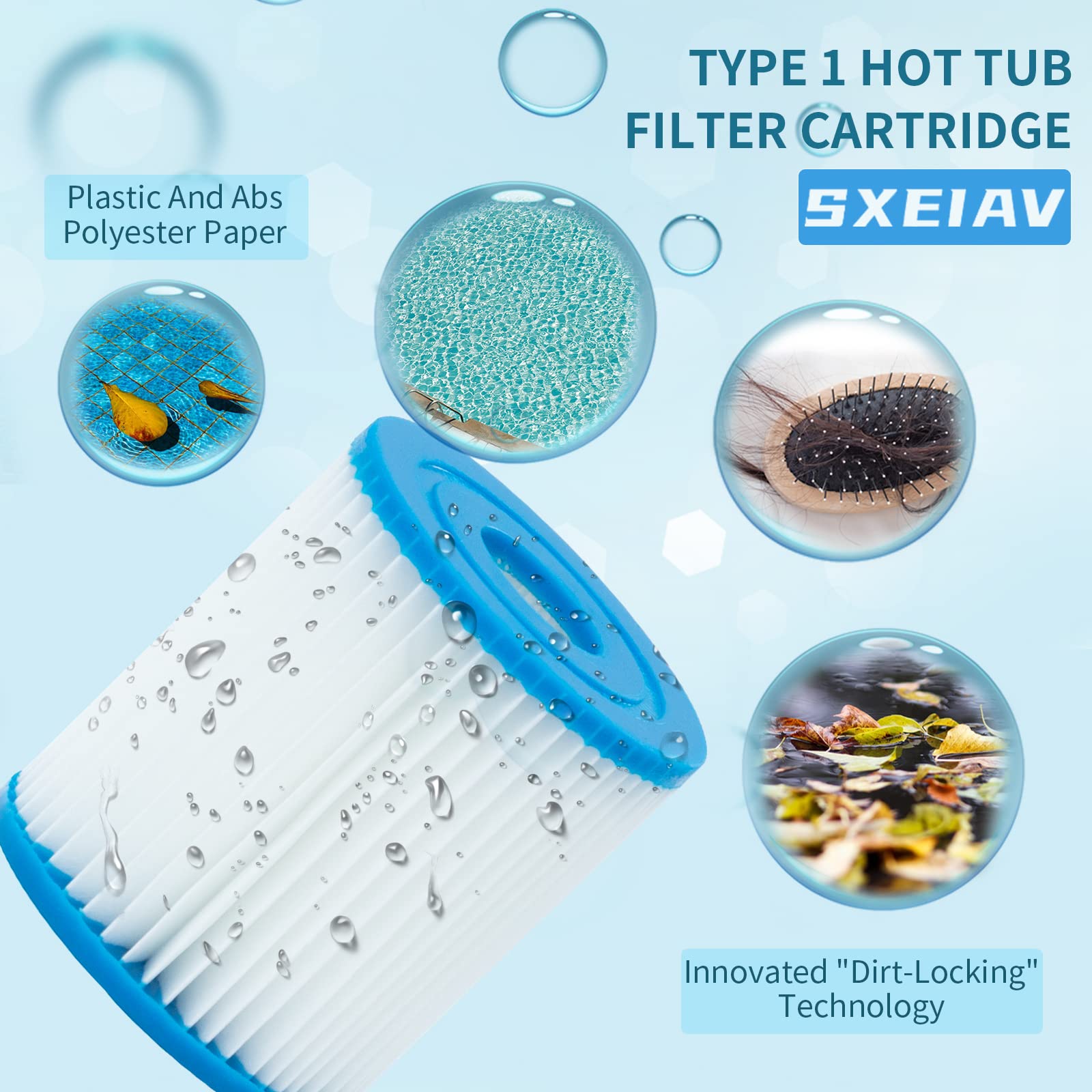 Cartouche de filtre de piscine de type I, cartouche de filtre de rechange pour 58093 | Lot de 8 pompes filtrantes RX330 pour filtre de piscine, pour pompes de filtration de 100/1000 gal/h