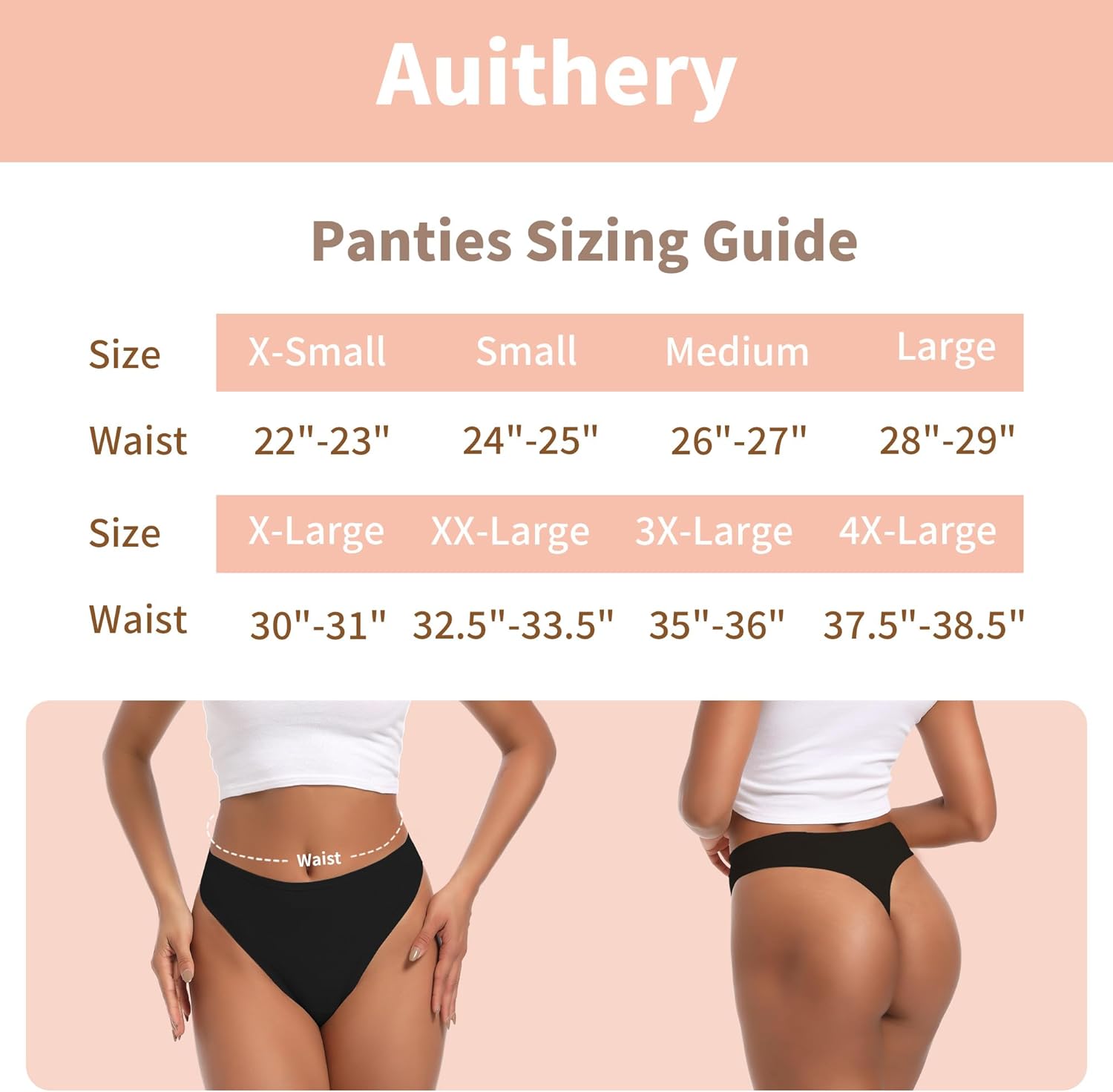 High Waist Thong Underwear Women Ribbed Cotton Tummy Control Thongs Panties Size S-4XL Pack 6 - Image 2