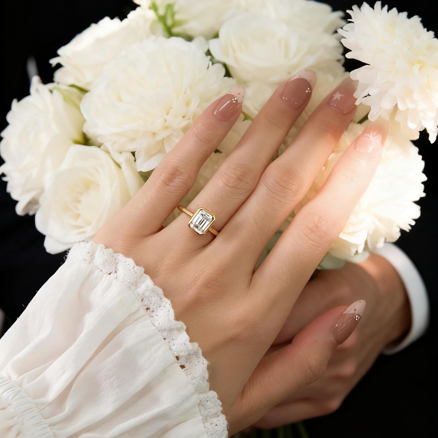 2CT Emerald Cut Moissanite engagement Ring for Women - GRA Certified D Color VVS1, 14K Gold Plated Sterling Silver bezel set moissanite Promise Ring - Image 2