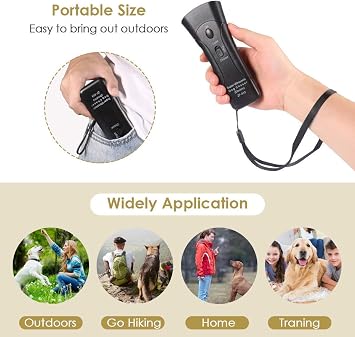 Sares Ultrasonik Köpek Eğitmeni Cihazı Elektronik Köpek Caydırıcı/Köpek Havlaması Kontrol Cihazları Eğitim Aracı Stop Barking Sonic Köpek Kovucu (Siyah)