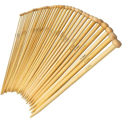 36PCS Bamboo Knitting Needles Set, BetyBedy Single Pointed Knitting Needles,