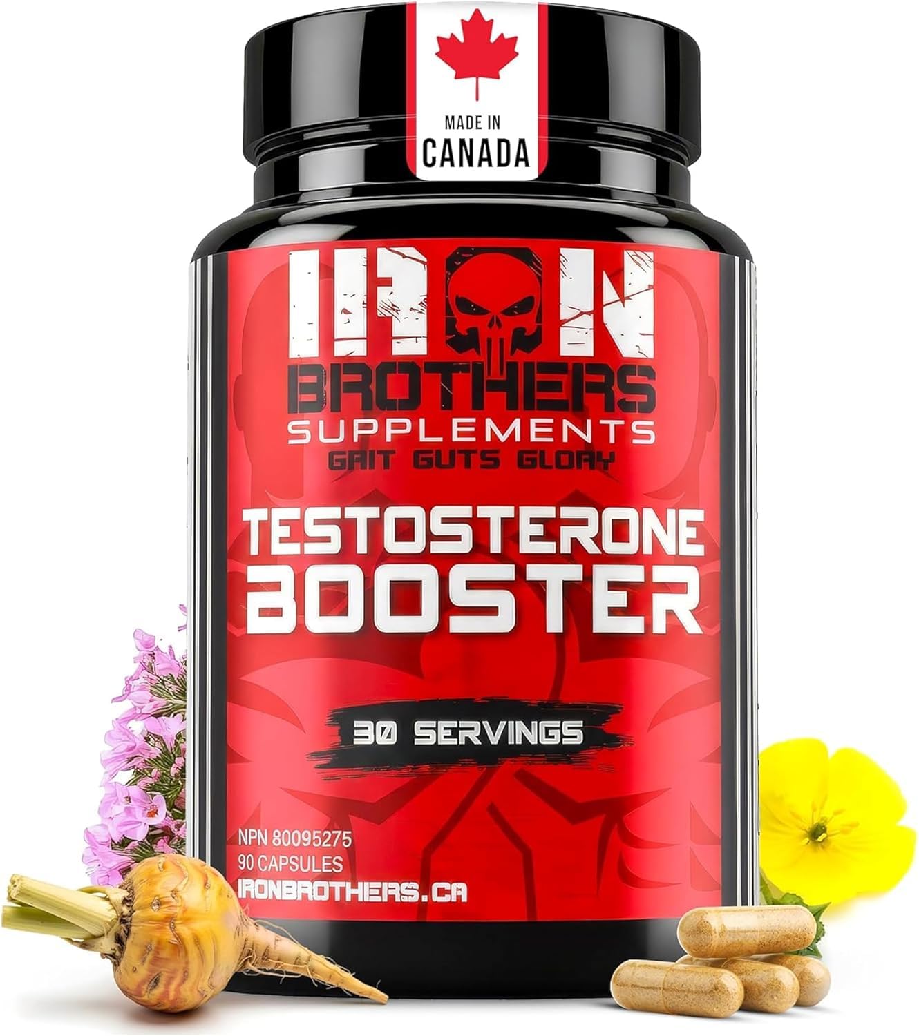 Iron Brothers Supplements Suplemento masculino com ashwagandha, epimedium, feno-grego, maca e tribulus terrestris, 90 cápsulas