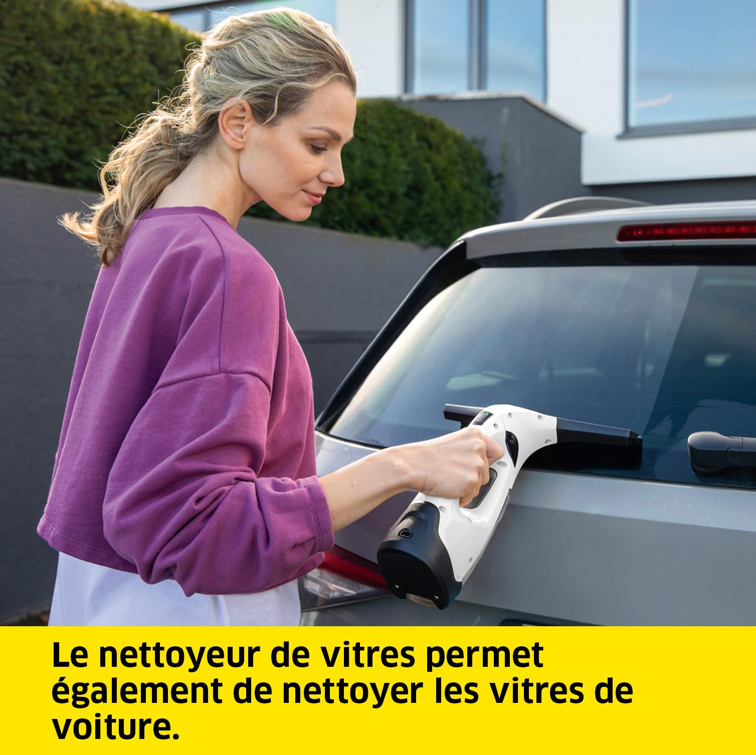 KÄRCHER Nettoyeur de Vitres WV 2 Plus N, Autonomie de Batterie : 35 Min, Affichage de la Charge de Batterie LED, 2 Raclettes, Pulvérisateur avec Microfibres, 20 ML Nettoyant Vitres Concentré