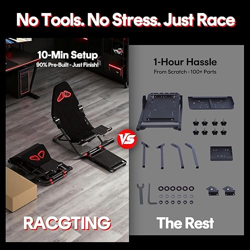 Vista 2 de RACGTING Racing Simulator Cockpit for G920 G29 G923, Foldable Racing Simulator for Thrustmaster T248X T248 T300 T150 458 TX Xbox PS5 PS4 PC (Black)