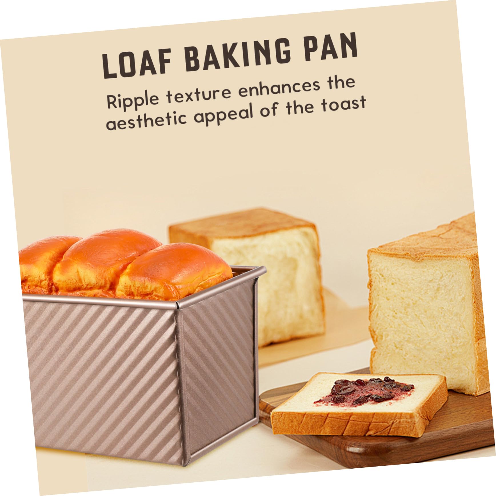 GLEAVI Molde de Pan Rectangular de Acero al Carbono Dorado, con Tapa