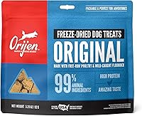 ORIJEN Original Freeze Dried Grain-Free High Protein Dog Treats, 3.25oz - 99% Animal Ingredients for Training & Rewards