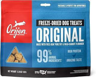 ORIJEN Original Freeze Dried Grain-Free High Protein Dog Treats, 3.25oz - 99% Animal Ingredients for Training & Rewards