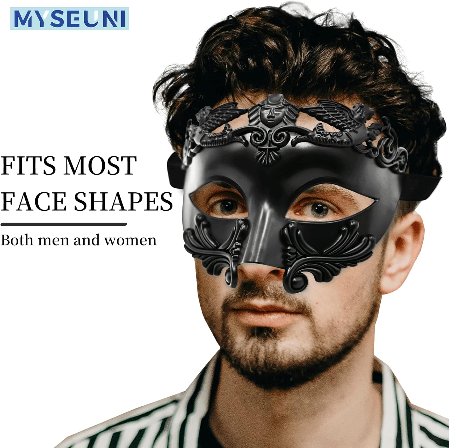 Masquerade Mask for Men - Roman Greek Mask - Venetian Half Face Mask for Mascarade Ball Mardi Gras Halloween Party - Image 3