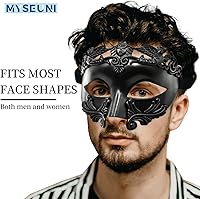 Vista 11 de Máscara de mascarada para hombre, máscara griega romana, máscara veneciana de media cara para baile de máscaras, Mardi Gras, fiesta de Halloween
