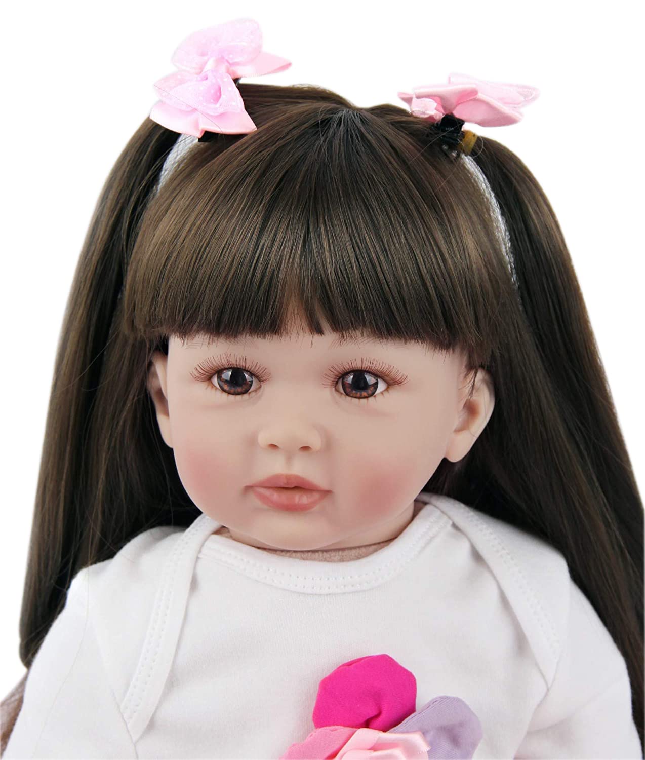 Reborn Bambole Femmina Realistico Morbido Silicone Vinile Bambole 24 pollici 60 cm Bambole dai Capelli Piuttosto Lunghi Neonata Regalo Festa