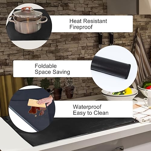 Miniatura 4 de Cubiertas superiores de estufa para estufa eléctrica, 30 × 22 pulgadas, cubierta de estufa de vidrio resistente al calor, cubierta de cerámica