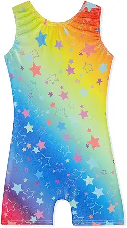 Leotards for Girls Gymnastics Toddler Dance Biketards Mermaid Unicorn Athletic Dance Wear Shiny Rainbow Blue Hotpink