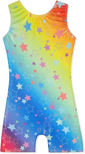 Leotards for Girls Gymnastics Toddler Dance Biketards Mermaid Unicorn Athletic Dance Wear Shiny Rainbow Blue Hotpink