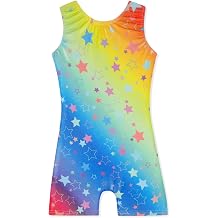 Leotard for Girls Gymnastics Toddler Dance Biketard Mermaid Unicorn Athletic Dancewear Shiny Rainbow Blue Hot Pink