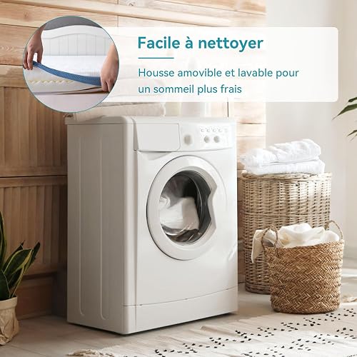 Amazon Basics Surmatelas de Mousse à Mémoire de Forme avec Sangles, 80 x 190 x 5 cm, Blanc - 7