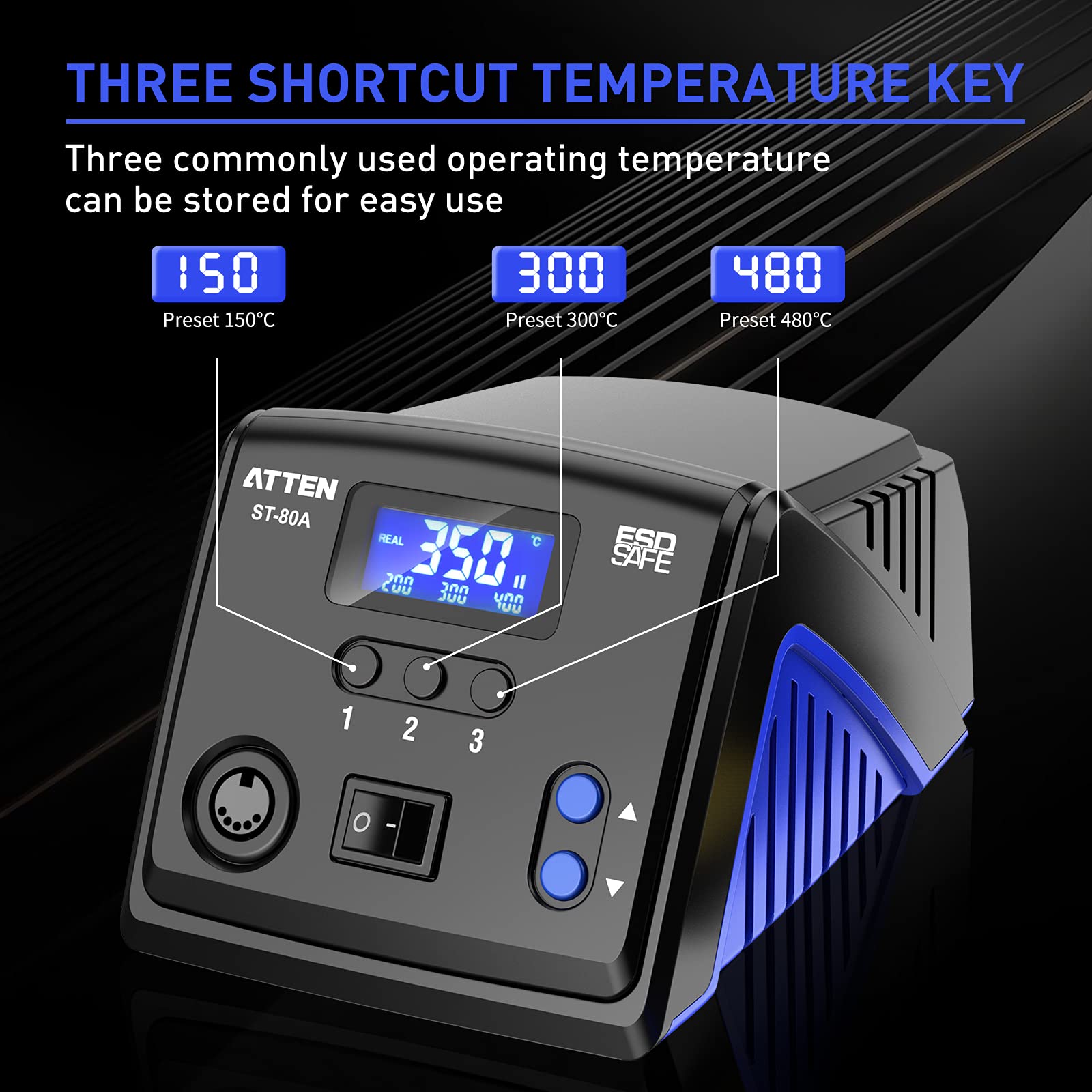 Stazione Saldante LYLIN 80W Professionale, 80-480°C, Display LED, Funzione Sleep, Set 12 In 1 Con 5 Punte, Certificata CE