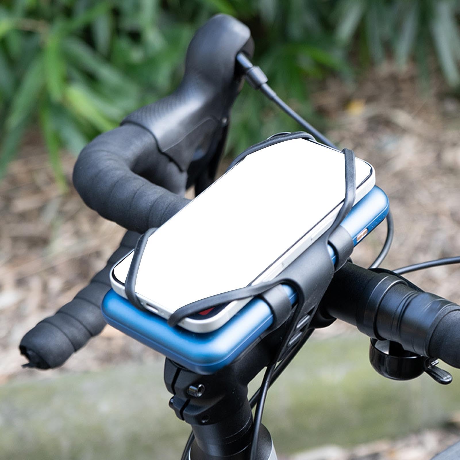 Generico Monte del telefono in silicone per ciclismo, supporto per telefono in bicicletta | Porta del telefono in silicone anti-slip - Supporto per smartphone nero, per ciclismo per Power Bank