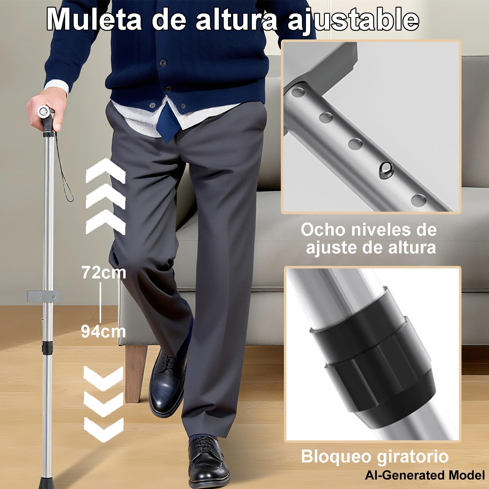 Soporte para sofá, ayuda para levantarse de la silla, con muletas de altura ajustable, ayuda para levantarse de sofá, ayuda de elevación, adecuado para personas mayores, embarazadas y discapacitados