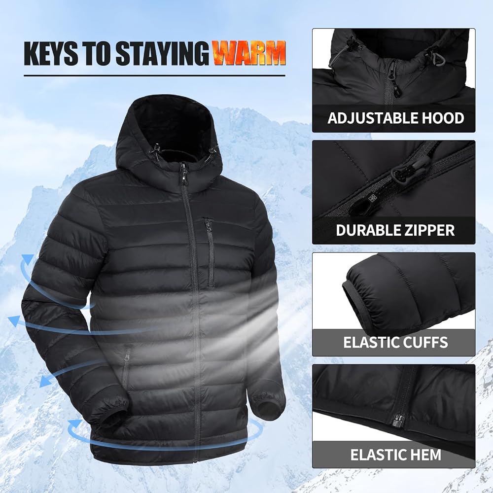 Giacca Trapuntata Leggera Da Uomo Con Cappuccio – Antivento, Con Tasche E Coulisse, Perfetta Per Autunno/Inverno E Tempo Libero, Taglie S-XXXL
