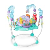 Bright Starts Disney Baby Mała syrenka Morze Aktywnych Aktywnych Baby Activittshopser z interaktywną zabawką, światłami i muzyką z księżniczką Disney Arielle, 6-12 miesięcy (niebieski)