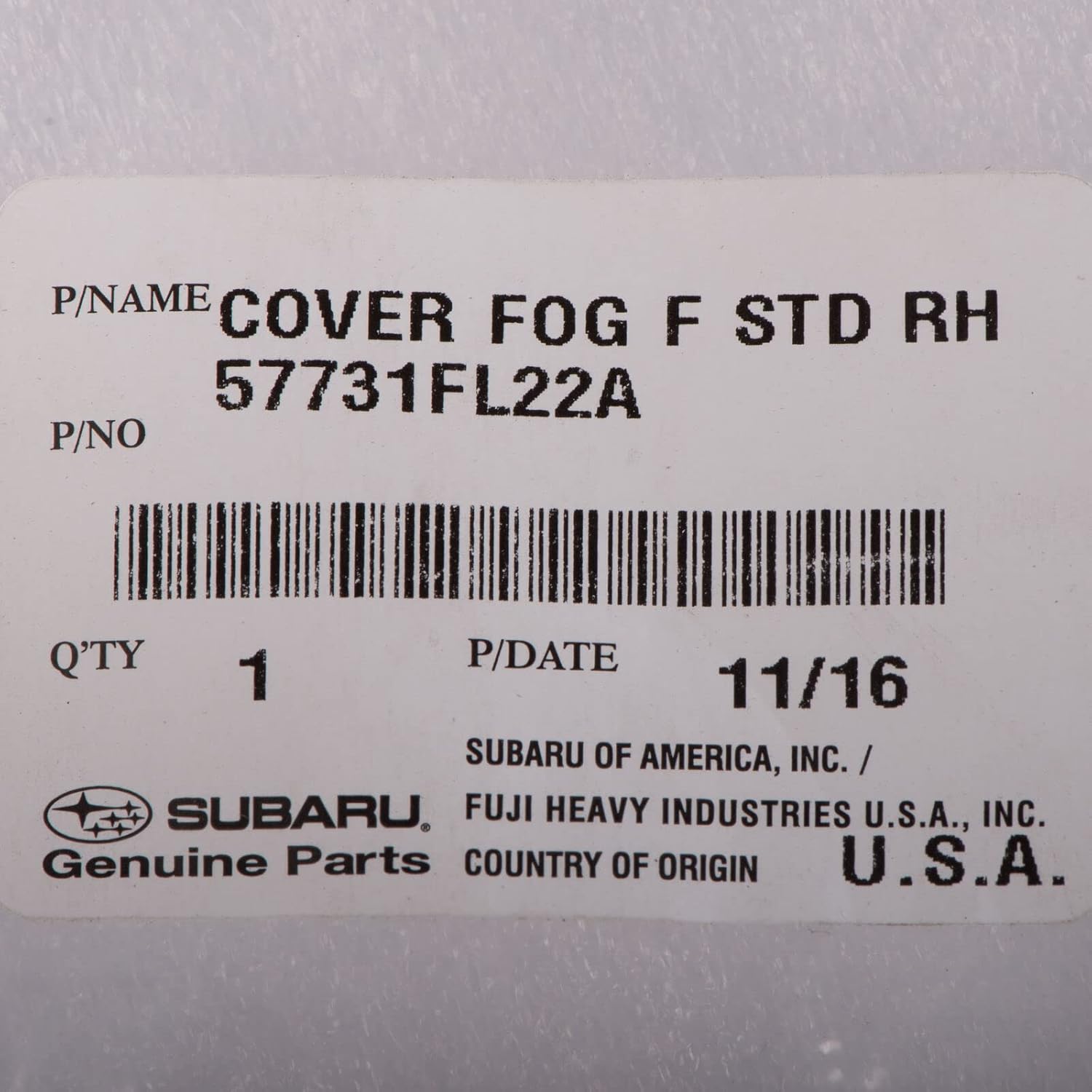 Subaru OEM 2017-2018 Compatible Impreza Front Right Bumper Fog Light Cover Bezel 57731FL22A