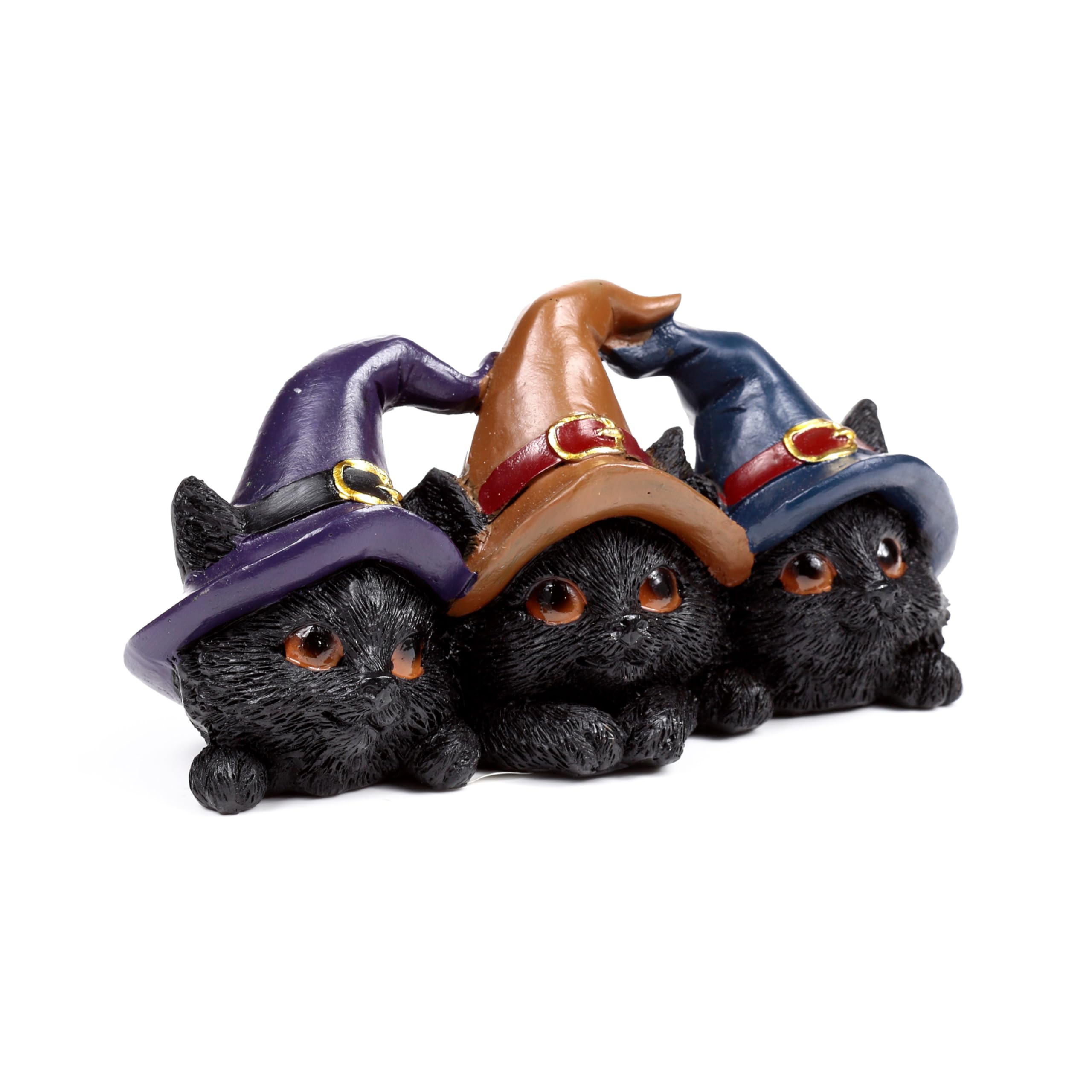 Puckator Witches Black Cat Trio in Witches Hats - Ornaments For The Living Room Home - Gothic Witch Gifts - Cute Goth Gifts For Women - Ornament Ornaments For Cat Lovers - Home Decor - Figurine