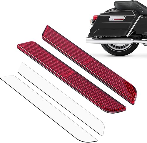 Amazicha Cubiertas de pestillo de reflectores rojos para alforjas de visibilidad lateral compatibles con Harley Davidson Touring Road King Street