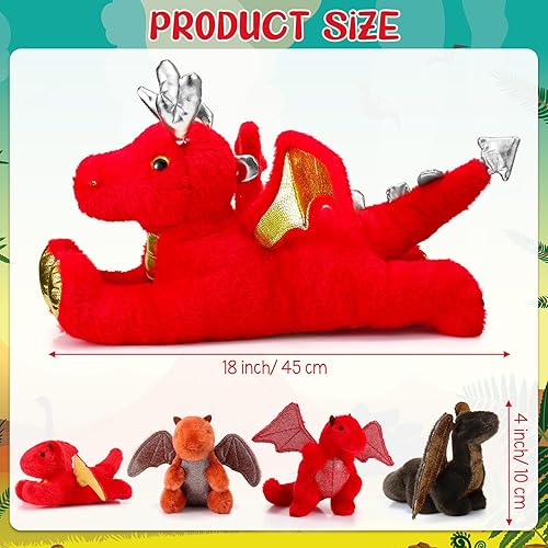 Miniatura 2 de Syhood Juego de 5 juguetes de peluche de dragón grande de 18 pulgadas con 4 lindos bebés en el interior con cremallera para niños y niñas, amantes