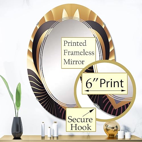 Miniatura 3 de Black and Gold Radiant Shining Heart II - Espejo de tocador, espejos de baño, espejos de pared para sala de estar, dormitorio, espejo ovalado,