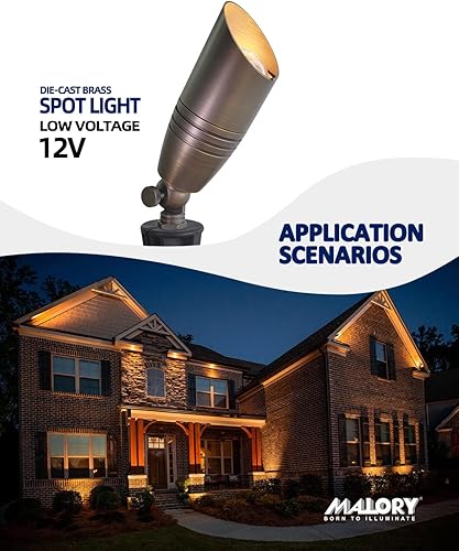 Miniatura 2 de MALORY Luces de latón para paisaje, 1 paquete sin bombilla (S02), focos de bajo voltaje 12V CACC para exteriores, para patio, iluminación de paisaje