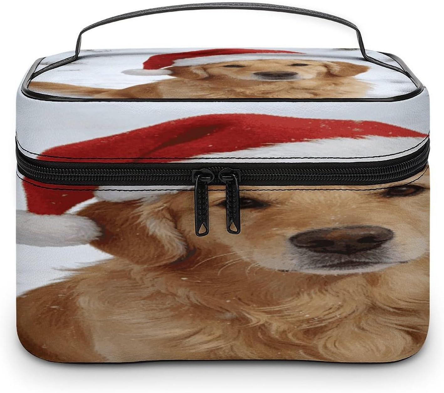 Winter Warm Sunlight Makeup Bag with Makeup Brush Compartment Cosmetic Bag with Handle And Zipper Portable Organizer Bag for Daily, Camping, Traveling, Hotel