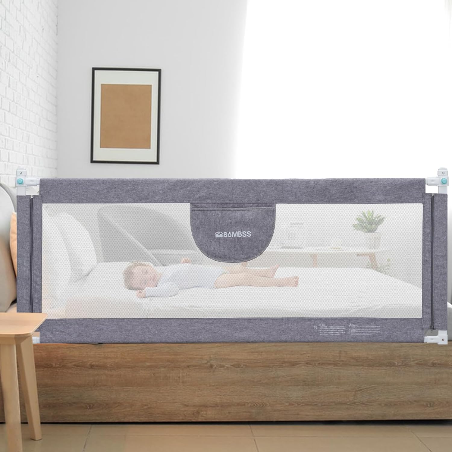 MBQMBSS 73" Bed Rails for Toddlers, Universal Bed Rails for Toddlers, Adjustable Baby BedRail Guard for Queen King Twin Full Size Mattress, Extra Tall Bed Sides Rails with Double Safety Lock(1 Side) 73 Inch