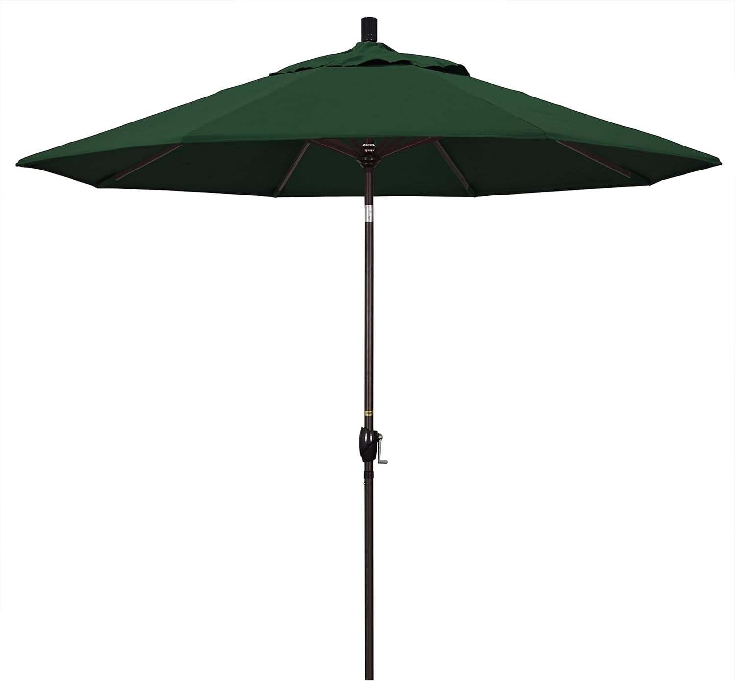 California Umbrella 7.5' Round Aluminum Market Umbrella, Crank Lift, Push Button Tilt, Bronze Pole, Pacifica Hunter Green