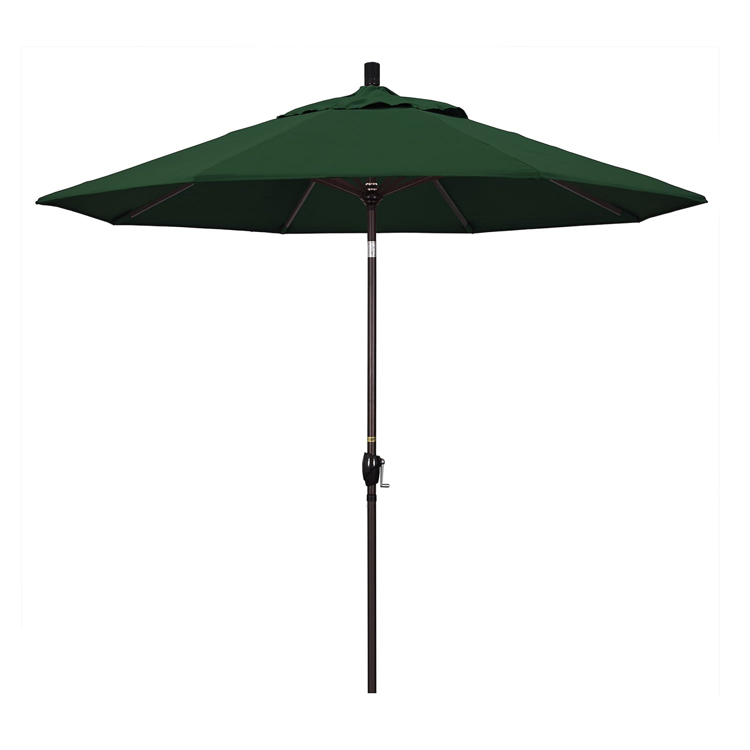 California Umbrella 9' Round Aluminum Patio Umbrella, Crank Lift, Push Button Tilt, Bronze Pole, 4-Year Non-Fading Fabric, Brick