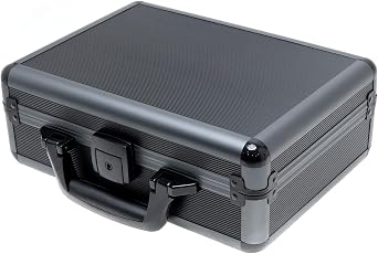 MILITARY BASE Acrylonitrile Butadiene Styrene ABS Aluminum Frame Attachment Case 12.4 x 10.4 x 4.5 inches 31.5 x 26.5 x 11.5 cm for Gun, Black