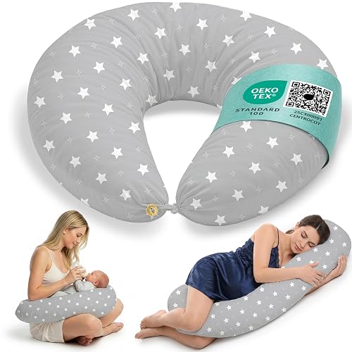 Stillkissen Schwangerschaftskissen XXL 200x70cm Lagerungskissen für Baby/Erwachsene Kissen für Schwangere Seitenschläferkissen mit Bezug aus Baumwolle Ergonomisch & Multifunktional 100% Waschbar