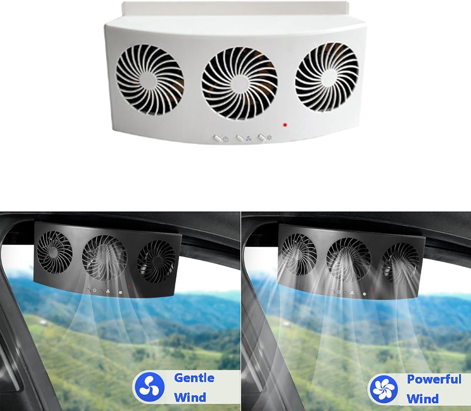 Car Window Exhaust Fan, Vehicle Ventilator Radiator Cooling Amplifier Fans Window Vent Radiator Fan with Strong Wind (White with USB)
