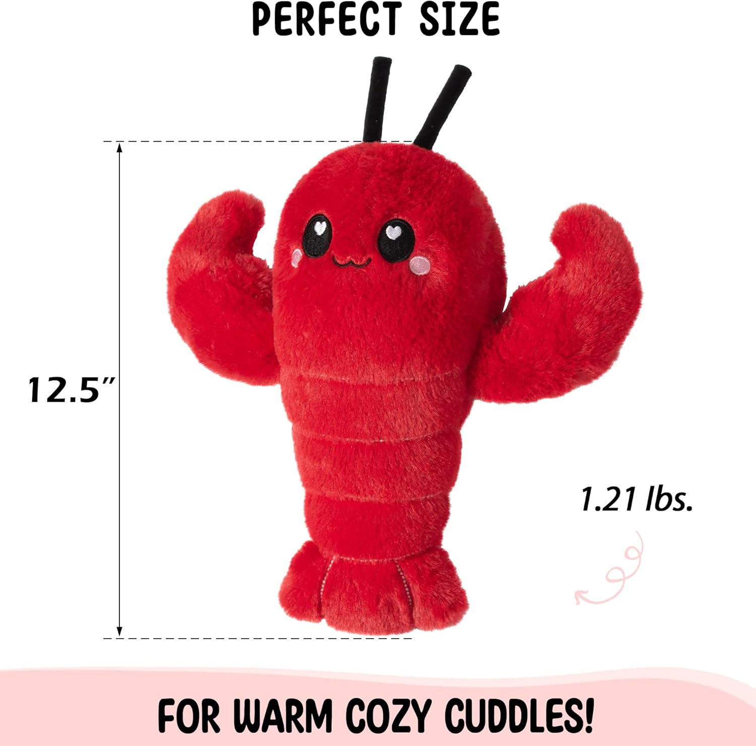 Crustacean Microwavable Unscented Heating Pad for Women - Warm Cozy Plush Heatable Stuffed Toy Animal - Hot and Cold Heat Bag Gift for Women and Girls Red - Image 7